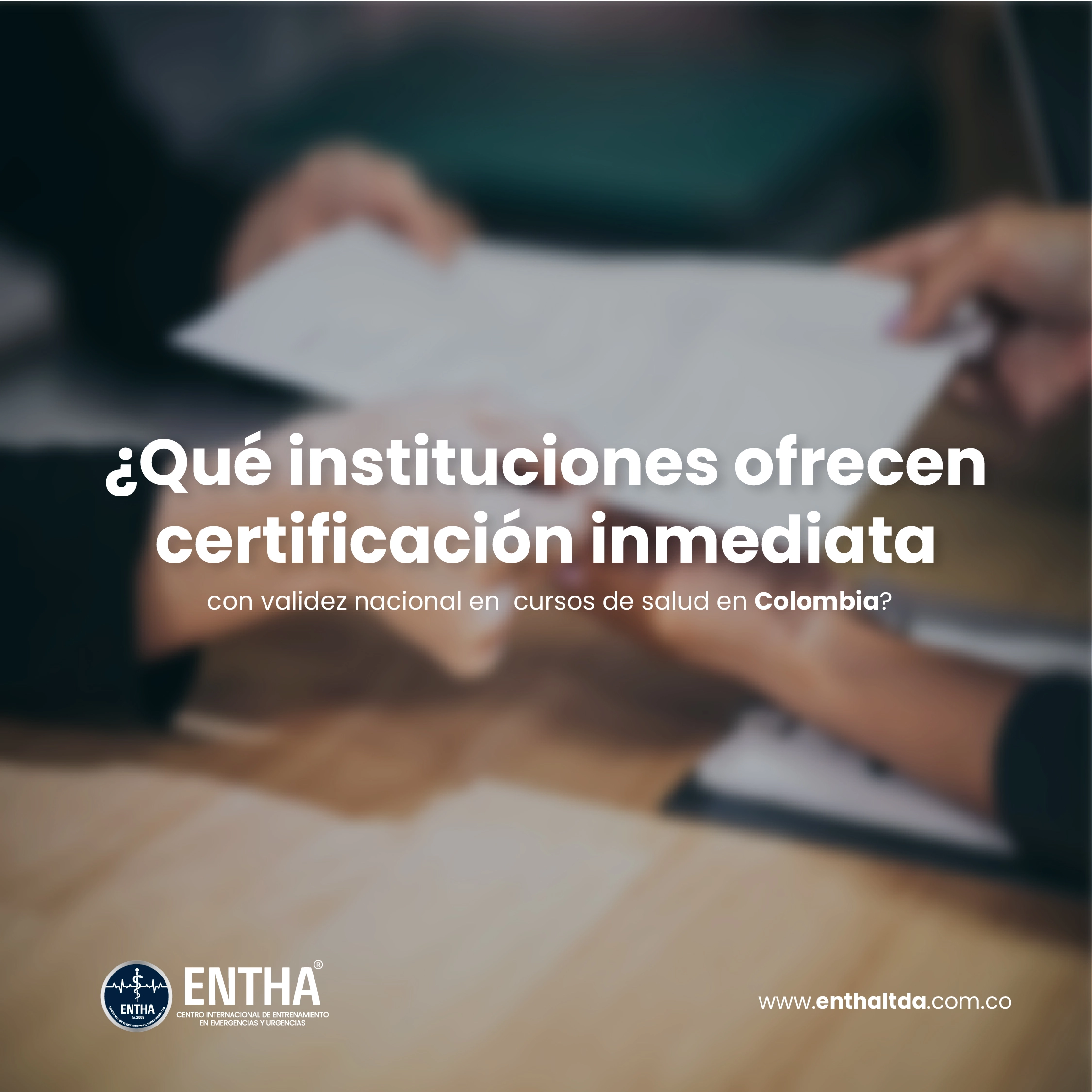 ¿Qué instituciones ofrecen certificación  inmediata con validez nacional en  cursos de salud en Colombia?