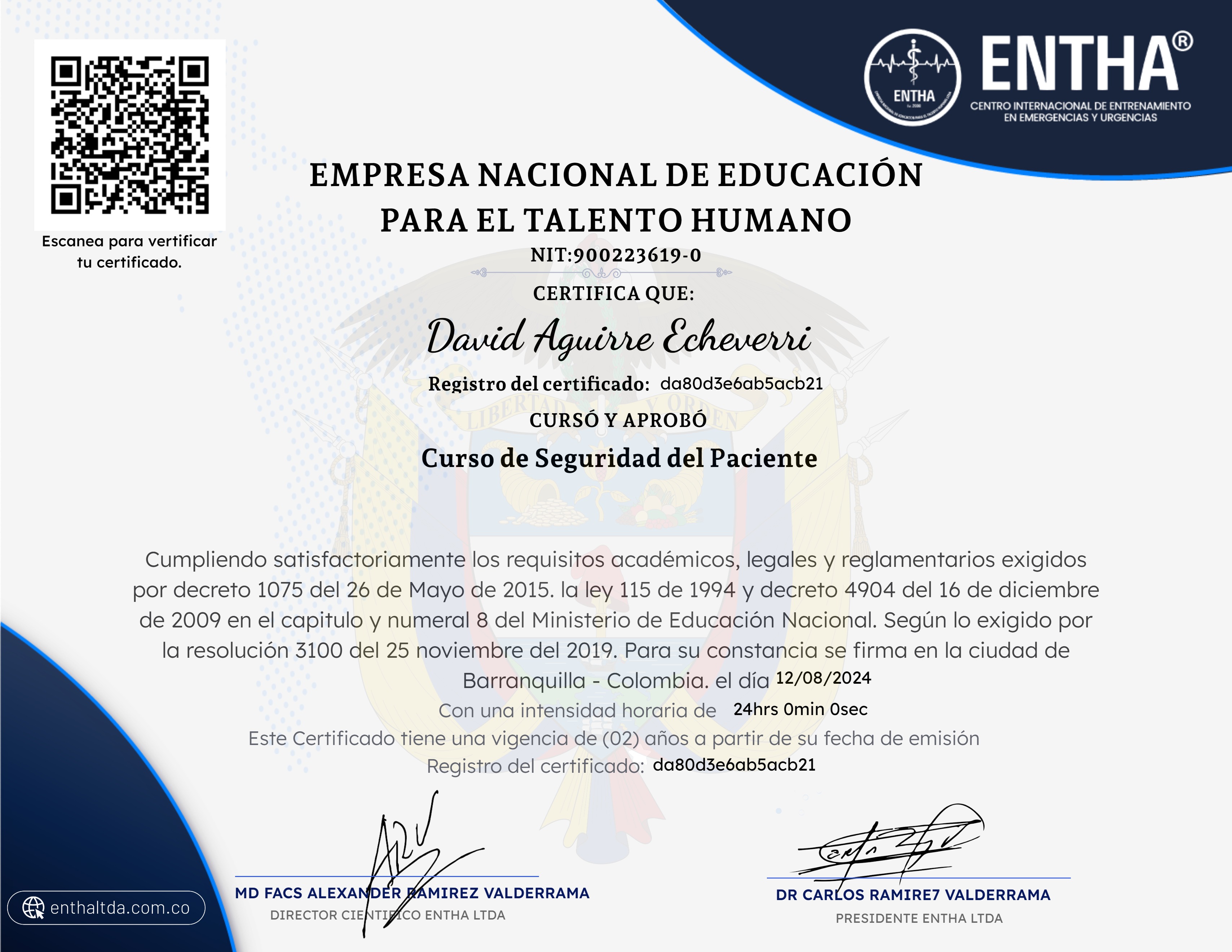 ° Curso de Seguridad del Paciente